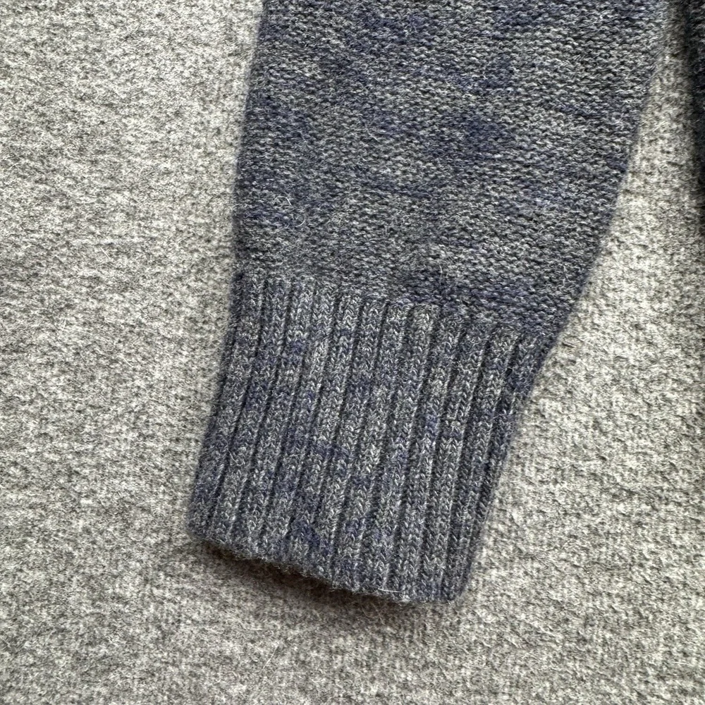 Banana Republic Italian Yarn Wool Blend Mens Sz L Sweater Shawl Preppy Blue Gray